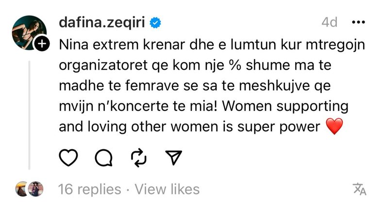 ‘Ti veç feministe s’je’: Melinda ironizoi Dafina