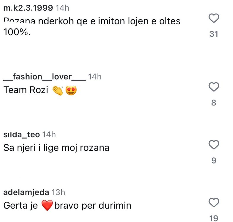 Duke i përmendur Oltën, Rozana tenton “t’i bëjë