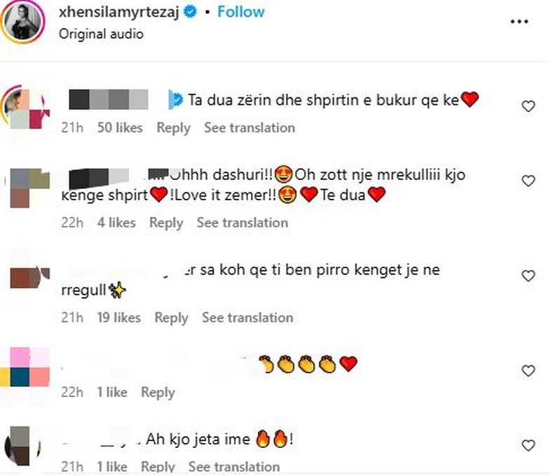 Xhensila Myrtezaj's ballad is "embracing" by people
