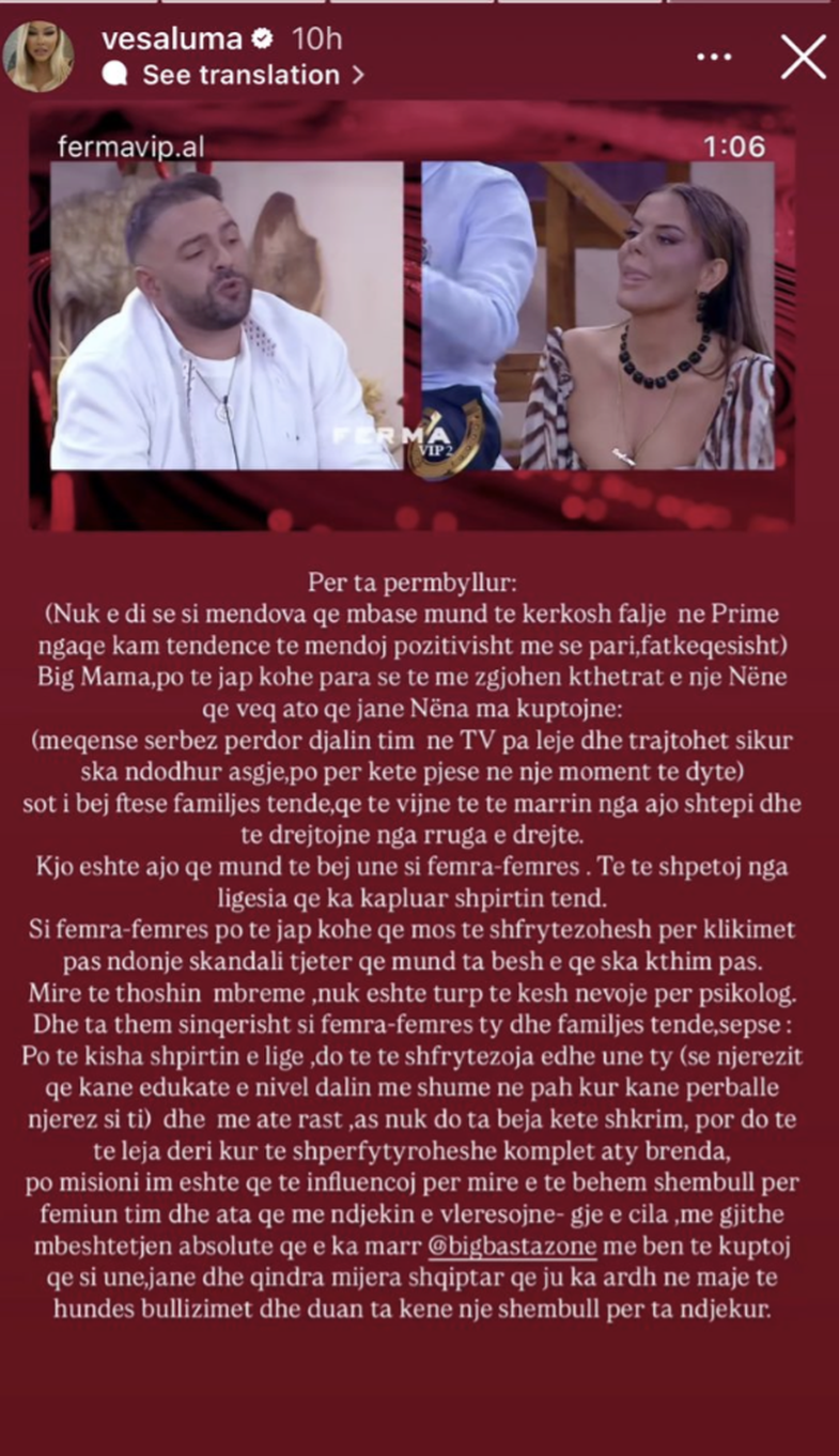 Vesa Luma explodes against Big Mama: "She is consciously degenerating"